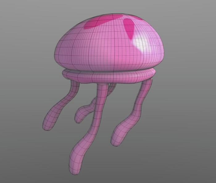 粉红色海绵状水母blender模型