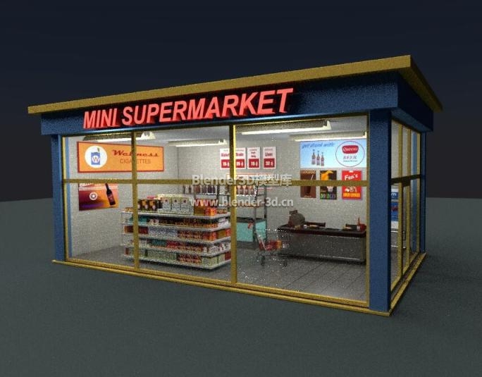 小型超市便利店blender模型展示