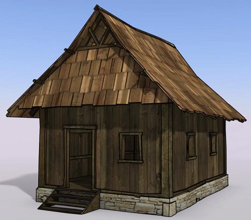 简陋的独栋小木屋