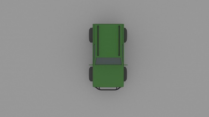 低聚绿色吉普车