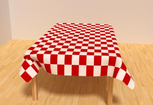 红白桌布的桌子
