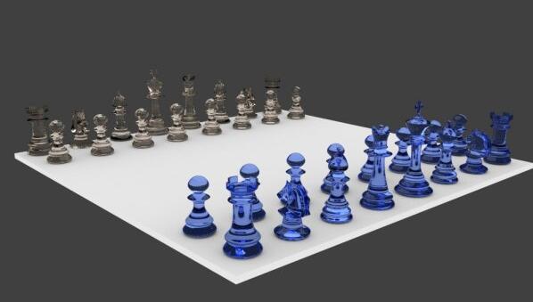 蓝白水晶国际象棋