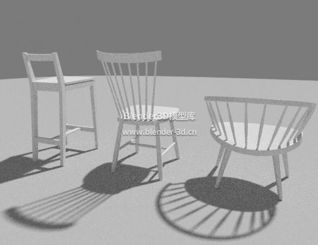 三种椅子白模