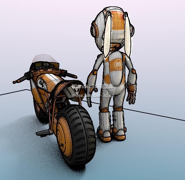 卡通手绘摩托车和男孩