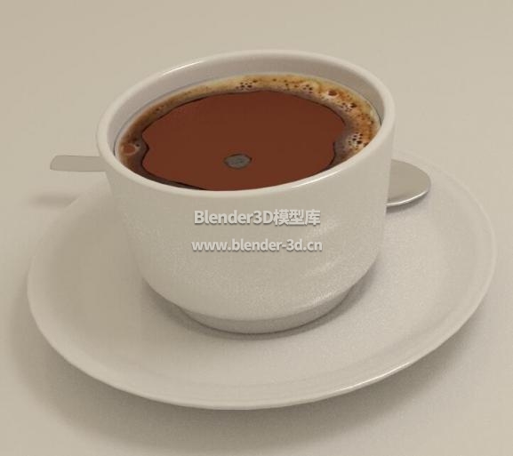 一杯热咖啡带勺子碟子