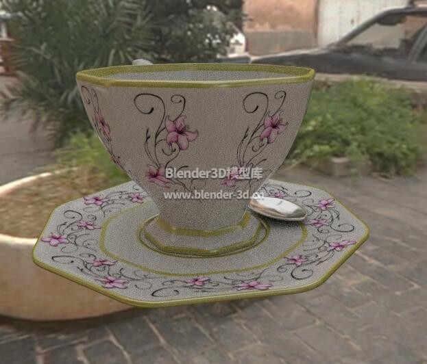 花纹陶瓷茶杯