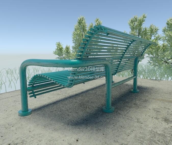 绿色公园金属长椅子