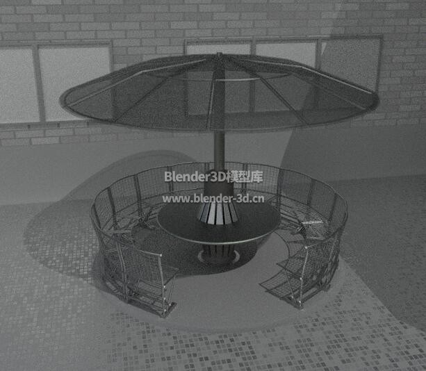 升降太阳伞环形桌椅