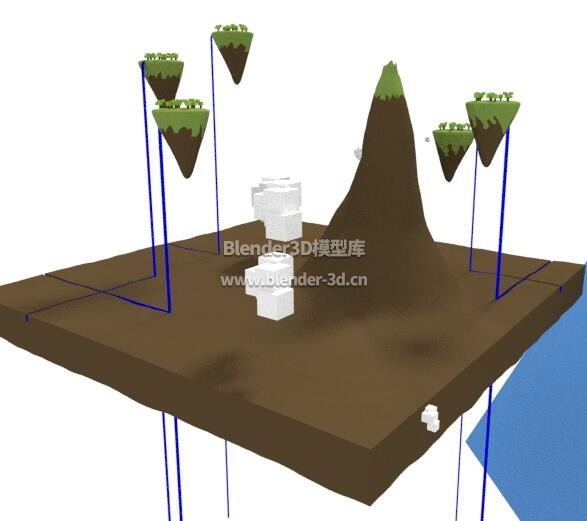 lowpoly几何多边形卡通山峰浮岛