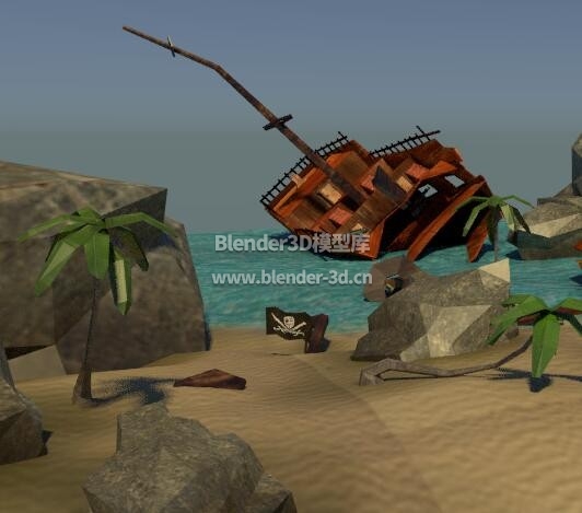 废弃海滩的搁浅海盗船