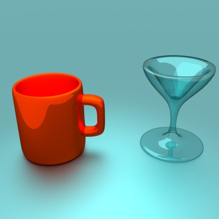 玻璃酒杯和马克杯