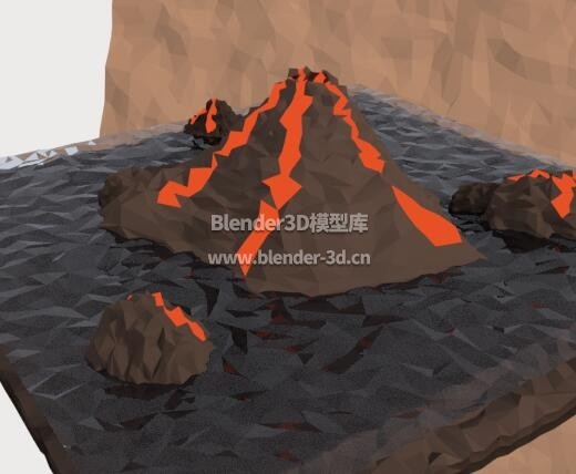 lowpoly几何多边形火山