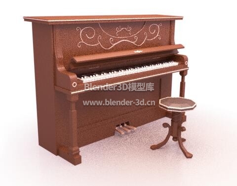 lowpoly立式钢琴
