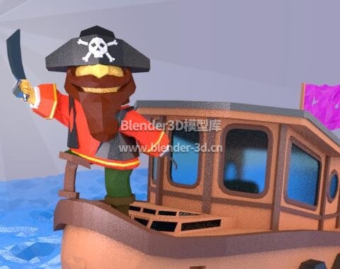 lowpoly海洋上海盗海盗船