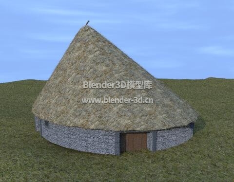 大型石基锥形茅草屋帐篷