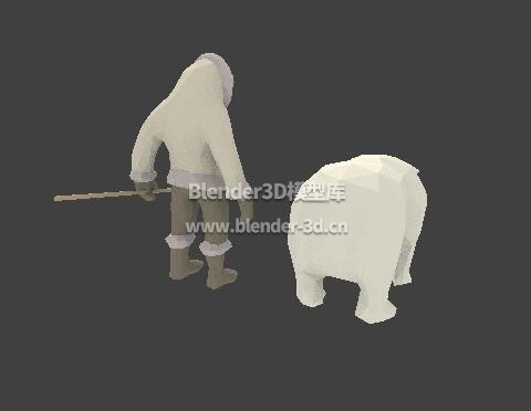lowpoly爱斯基摩人和北极熊