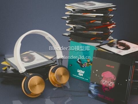 cd唱片和头戴式耳机