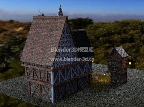中世纪欧洲石砌房屋楼阁