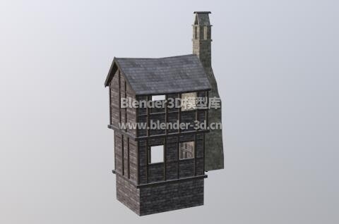 中世纪石砌2层烟囱房屋