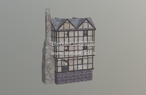 中世纪石砌3层房屋旅馆