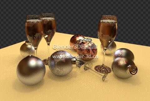 新年彩球铃铛酒杯白兰地