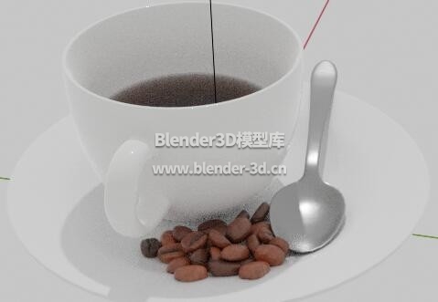 一杯咖啡和碟子咖啡豆
