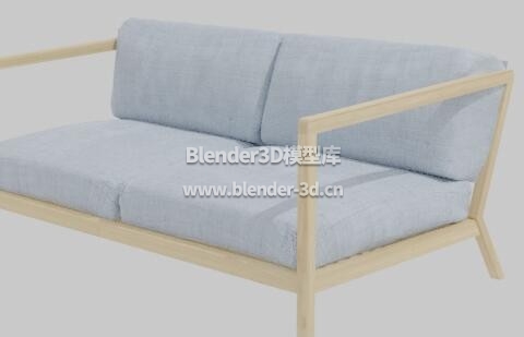 浅蓝色木架布艺沙发