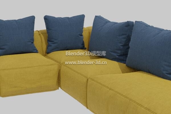 黄蓝L形沙发