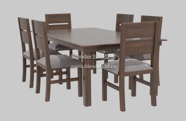 6座实木餐桌软垫椅子