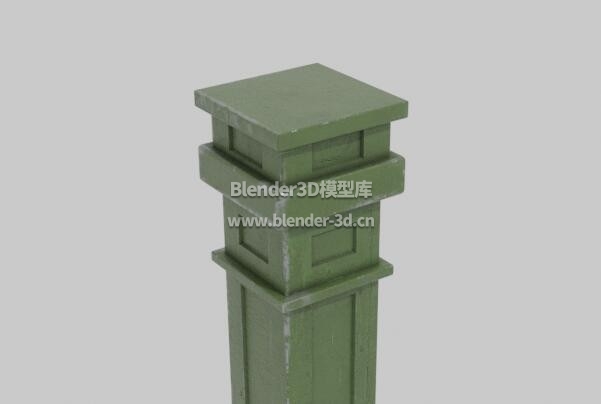 绿漆栏杆柱