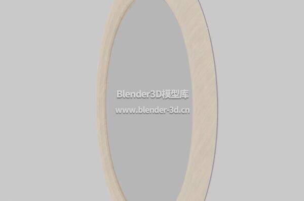 木框架圆镜子