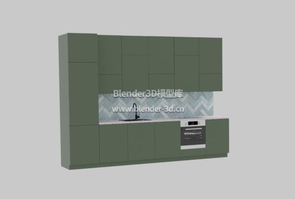绿色厨房橱柜灶台