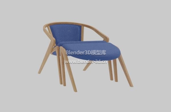 蓝色实木椅子