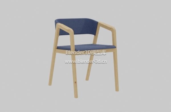蓝色木框架椅子