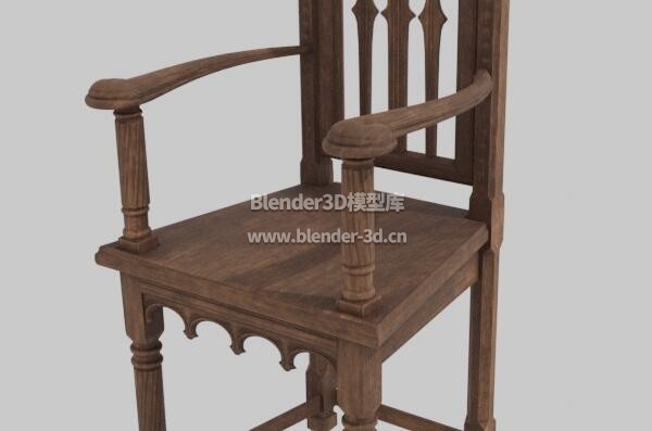 中世纪高背实木椅子