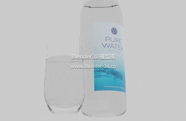 一瓶纯净水和玻璃水杯