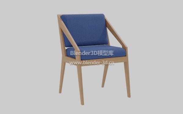 蓝色实木靠背椅子