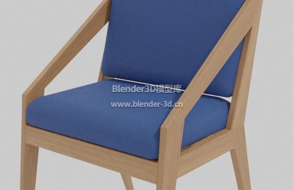 蓝色实木靠背椅子
