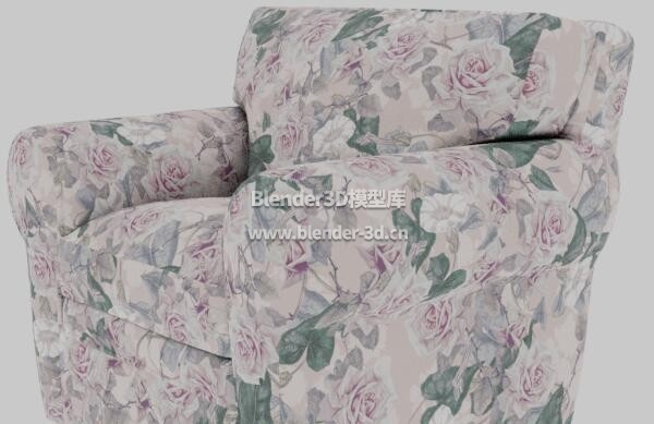 粉色花饰单人沙发