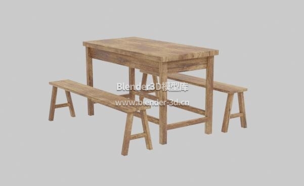 中世纪木制桌椅组合