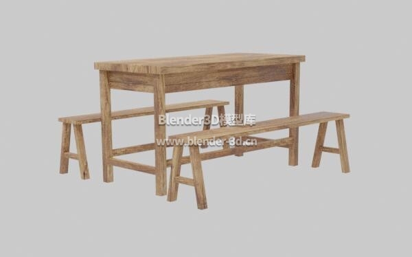 中世纪木制桌椅组合
