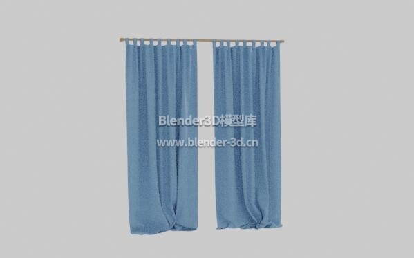 蓝色素窗帘