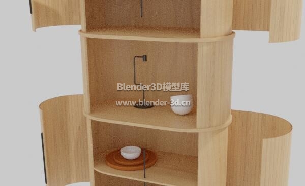 木制弧形橱柜置物架