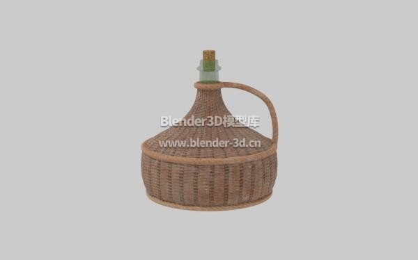 中世纪藤编扁平瓶子水壶
