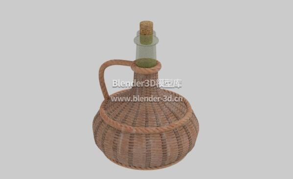 中世纪藤编瓶子水壶