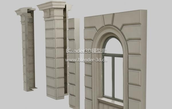 方形水泥支柱柱子墙壁窗户