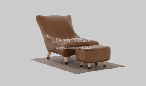 棕色皮革软垫椅子箱式凳