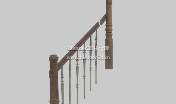 陈旧楼梯木扶手栏杆
