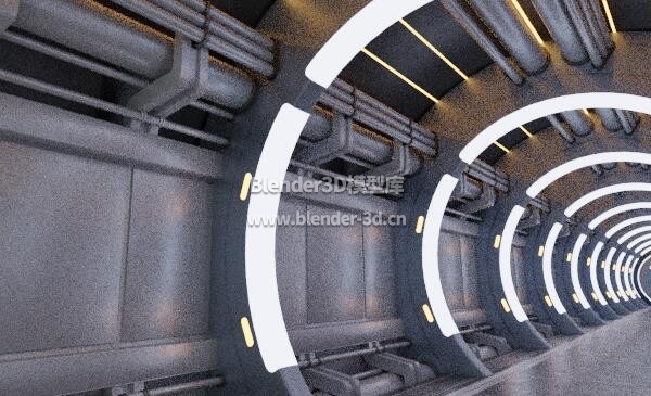 圆形科幻走廊通道船舱舱壁