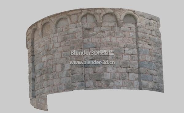PBR半圆形石砌墙壁